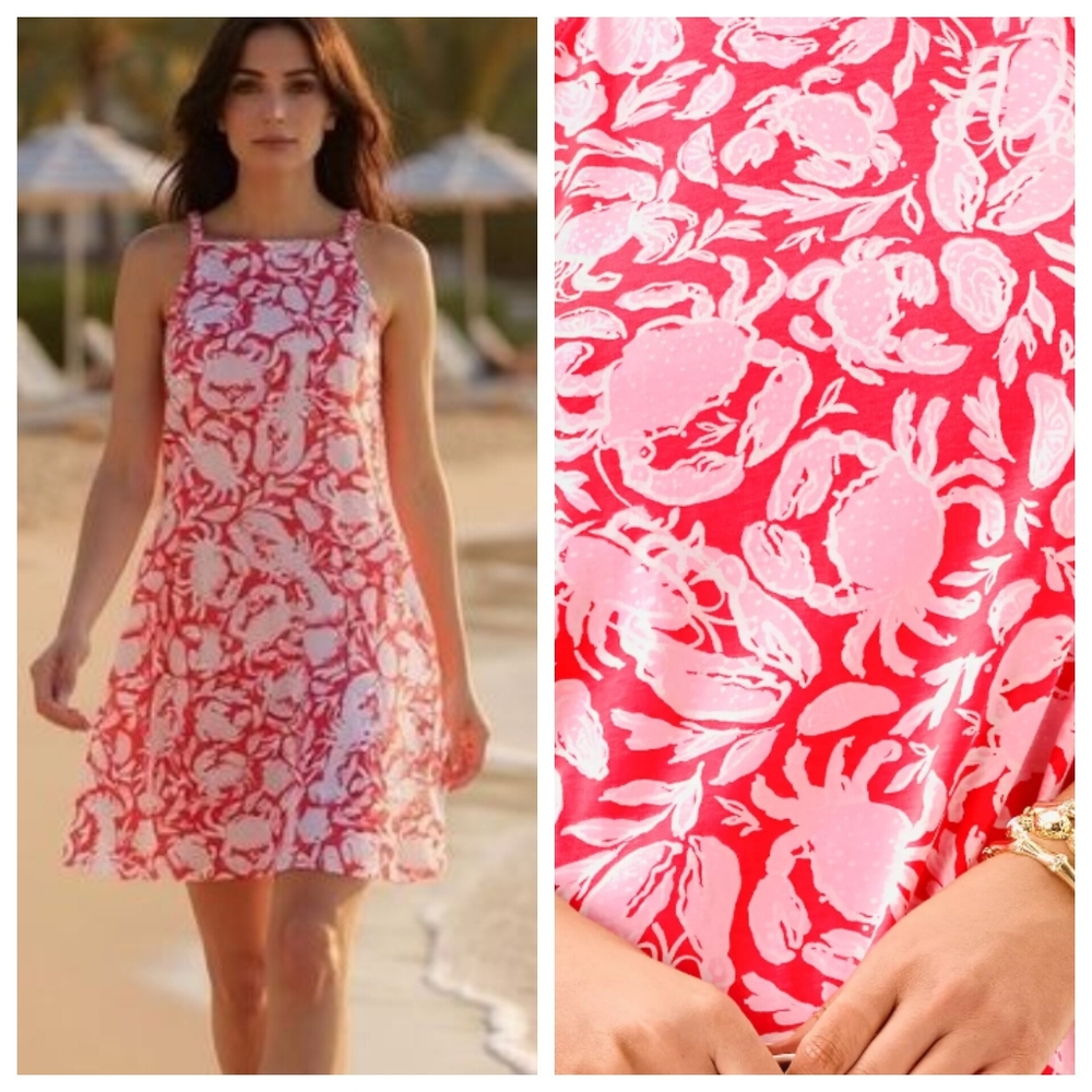 NWOT Lilly Pulitzer Braided Straps Kyleigh Dress - Cane Coral Crab - LARGE
